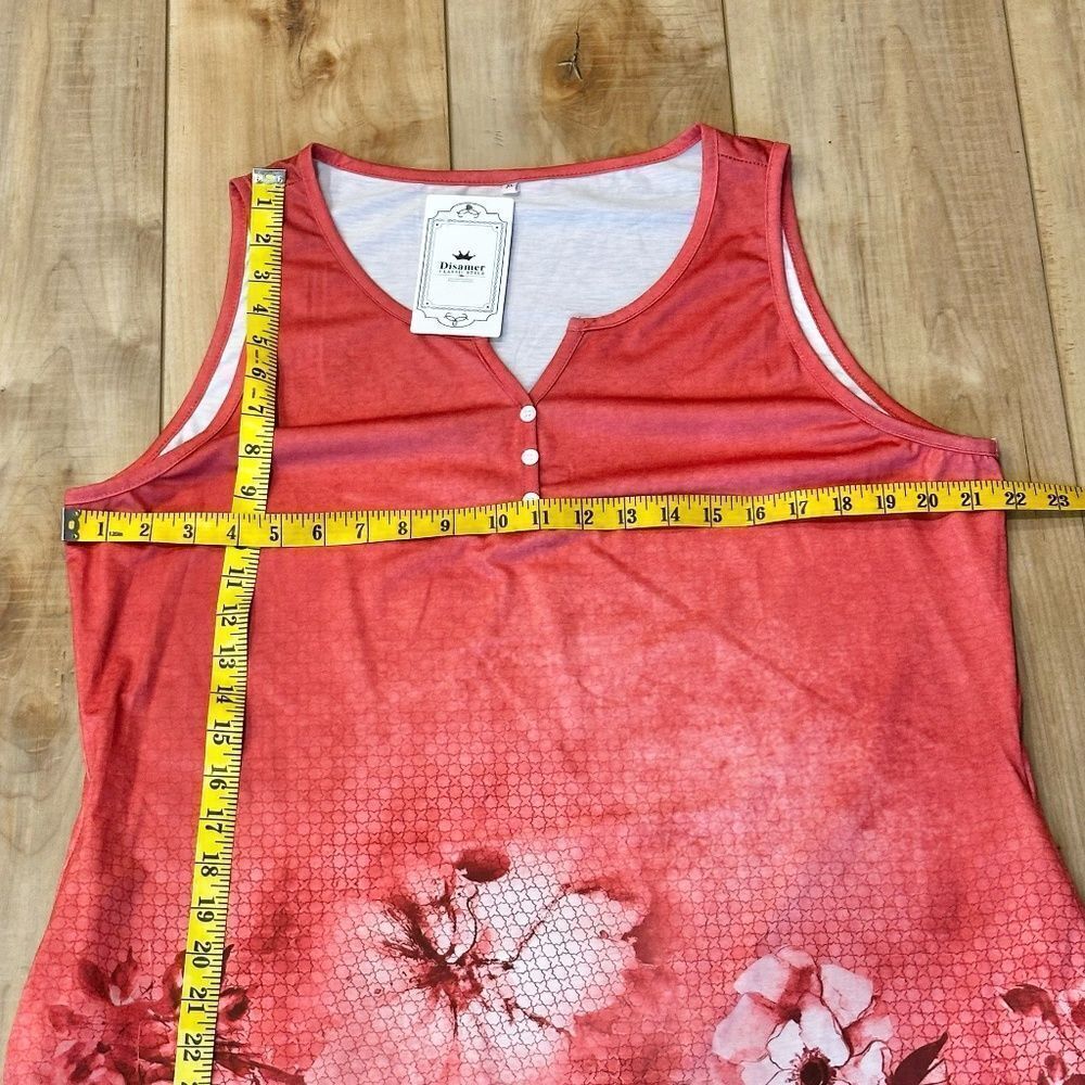 NWT Disamer Sleeveless Sundress / Cover-Up Floral Pattern Pink Red XL - Picture 4 of 10